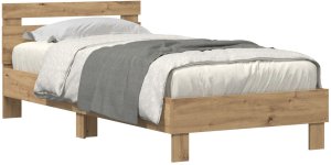 Ramka łóżka z oświetleniem LED Dąb Artisan 100x200 cm 2