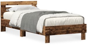 vidaXL Ramka łóżka Stare drewno Lite drewno 100 x 200 cm Trwała 3