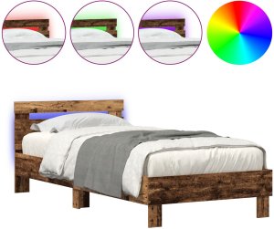 vidaXL Ramka łóżka Stare drewno Lite drewno 100 x 200 cm Trwała 4