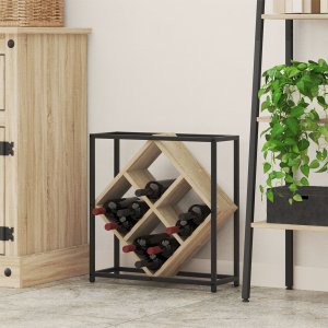 Stojaki na wino Sonoma dąb, czarny Płyta wiórowa, metal Średni 1