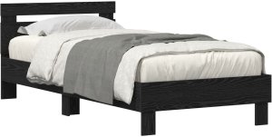 Łóżko z oświetleniem LED Czarny Dąb 100x200 cm Drewno inżynieryjne 2