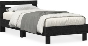 Łóżko z oświetleniem LED Czarny Dąb 100x200 cm Drewno inżynieryjne 3