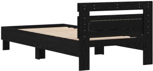 Łóżko z oświetleniem LED Czarny Dąb 100x200 cm Drewno inżynieryjne 8