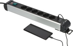 Brennenstuhl 1391030611 rozgałęziacz 3 m 6 x gniazdo sieciowe Wewnętrzna Czarny, Srebrny 4