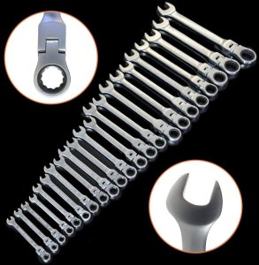Klucze płasko-oczkowe z grzechotką 22 elementy 4