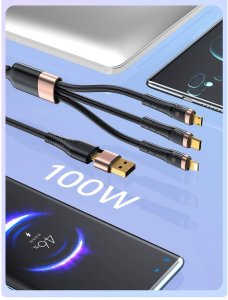 Kabel USB Awei USB-A + USB-C - USB-C + microUSB + Lightning Czarny 5