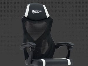CANYON Fotel gamingowy Flow MCH01 Mesh Czarno - Biały 4