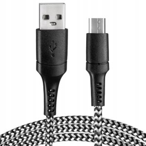 Vayox Kabel USB - micro USB oplot czarno-biały 1m VA0150 Vayox 1