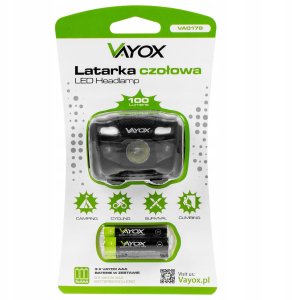 Latarka bteryjna czołowa 100lm LED + 2x LED VA0178 VAYOX 12
