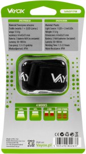 Latarka bteryjna czołowa 100lm LED + 2x LED VA0178 VAYOX 13