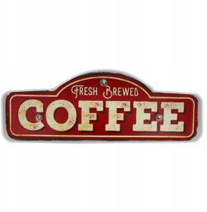 Znak Metalowy RETRO LED Fresh Brewed Coffee Forever Light 7