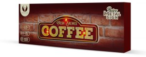 Znak Metalowy RETRO LED Fresh Brewed Coffee Forever Light 8