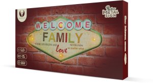 Znak Metalowy RETRO LED Welcome Family Forever Light 2