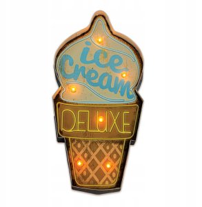 Znak Metalowy RETRO LED Ice Cream Forever Light 1