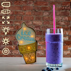TelForceOne Znak Metalowy RETRO LED Ice Cream Forever Light 4