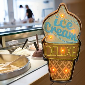 TelForceOne Znak Metalowy RETRO LED Ice Cream Forever Light 5