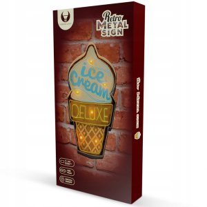 TelForceOne Znak Metalowy RETRO LED Ice Cream Forever Light 8