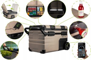 Lodówka turystyczna 39L DC12/24V AC 220-240V dwie komory kółka Expedition series VA-EW39 Vayox 4