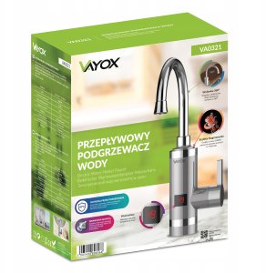 Przepływowy podgrzewacz wody pionowy, wyświetlacz, szary VA0321 VAYOX 14