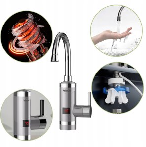 Przepływowy podgrzewacz wody pionowy, wyświetlacz, szary VA0321 VAYOX 2