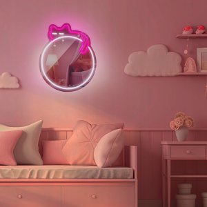 Forever Neon MIRROR LED ŚPIĄCY KOT różowy biały FMNE03 Light 4