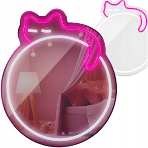 Forever Neon MIRROR LED ŚPIĄCY KOT różowy biały FMNE03 Light 9