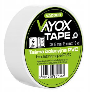 Taśma izolacyjna PVC 19mm x 10yd biała VA0323 Vayox 1