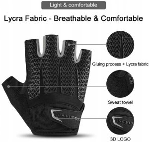 Rękawiczki rowerowe z wkładkami żelowymi rozmiar L szare 3