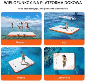 Vevor Platforma Pływająca Wodna Dmuchany Materac 1,82 x 1,52 m 6