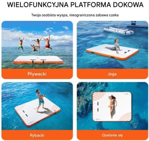 Vevor Platforma Pływająca Wodna Dmuchany Materac 3,04 x 2,34 m 6