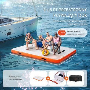 Vevor Platforma Pływająca Wodna Dmuchany Materac 2,43 x 1,52 m 3