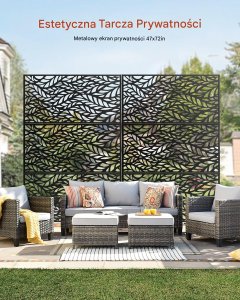 Vevor Metalowy Parawan 3-Częściowy Czarny Stylowa Osłona do Ogrodu 183 cm 7