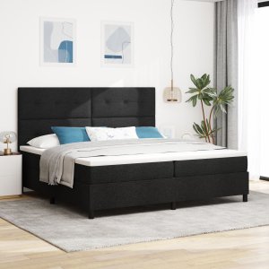 Rama łóżka z materacem Czarna Materiał 200 x 200 cm 1