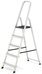 Drabina aluminiowa, 5 stopni, wytrzymałość 150 kg I-1915 1