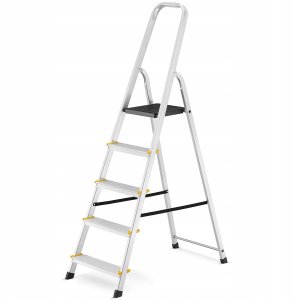 Drabina aluminiowa, 5 stopni, wytrzymałość 150 kg I-1915 6