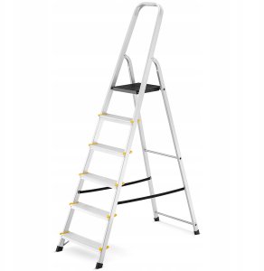 Drabina aluminiowa, 6 stopni, wytrzymałość 150 kg I-1916 6
