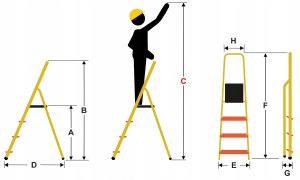 Drabina aluminiowa, 7 stopni, wytrzymałość 150 kg I-1917 15