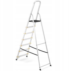 Drabina aluminiowa, 7 stopni, wytrzymałość 150 kg I-1917 5
