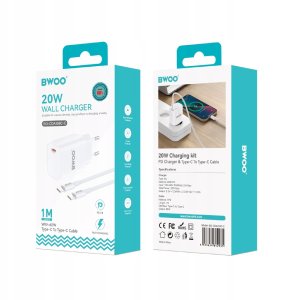 BWOO CDA159 mobile phone charger Type-C 20W PD +Type-C cable 1m 6