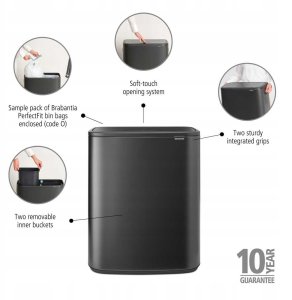 BRABANTIA BO waste bin 2x30l Confident Grey 233609 9