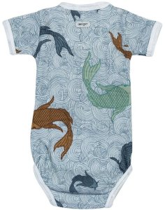 Lodger Romper Empire Fish cotton bodysuit with short sleeves Dusty turquoise 62 cm RF 081_62 4