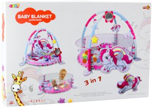 Mata Edukacyjna Dla Niemowląt Basen Na Kulki 3w1 Jednorożec Różowa 4