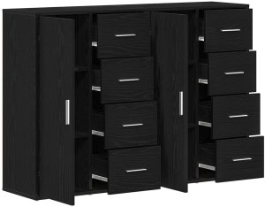 vidaXL Stolik Boczny Czarny Dąb Drewno, Metalowe Uchwyt 5