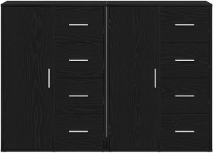 vidaXL Stolik Boczny Czarny Dąb Drewno, Metalowe Uchwyt 6