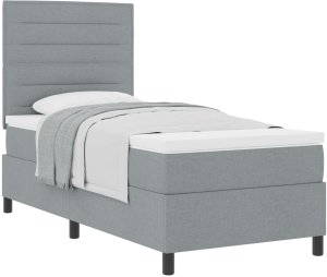 vidaXL Rama łóżka z materacem Jasnoszary Tkanina 100 x 200 cm Materac 2