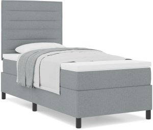 vidaXL Rama łóżka z materacem Jasnoszary Tkanina 100 x 200 cm Materac 4