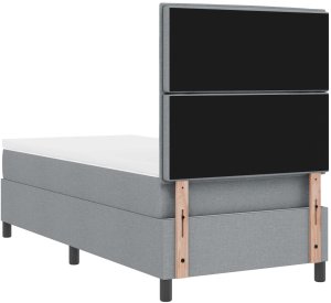 vidaXL Rama łóżka z materacem Jasnoszary Tkanina 100 x 200 cm Materac 10