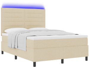 vidaXL Ramka łóżka z materacem Kremowa Tkanina 140 x 200 cm 2