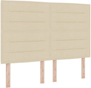 vidaXL Ramka łóżka z materacem Kremowa Tkanina 140 x 200 cm 3