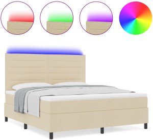 vidaXL Ramka łóżka z materacem Kremowa Tkanina 140 x 200 cm 4